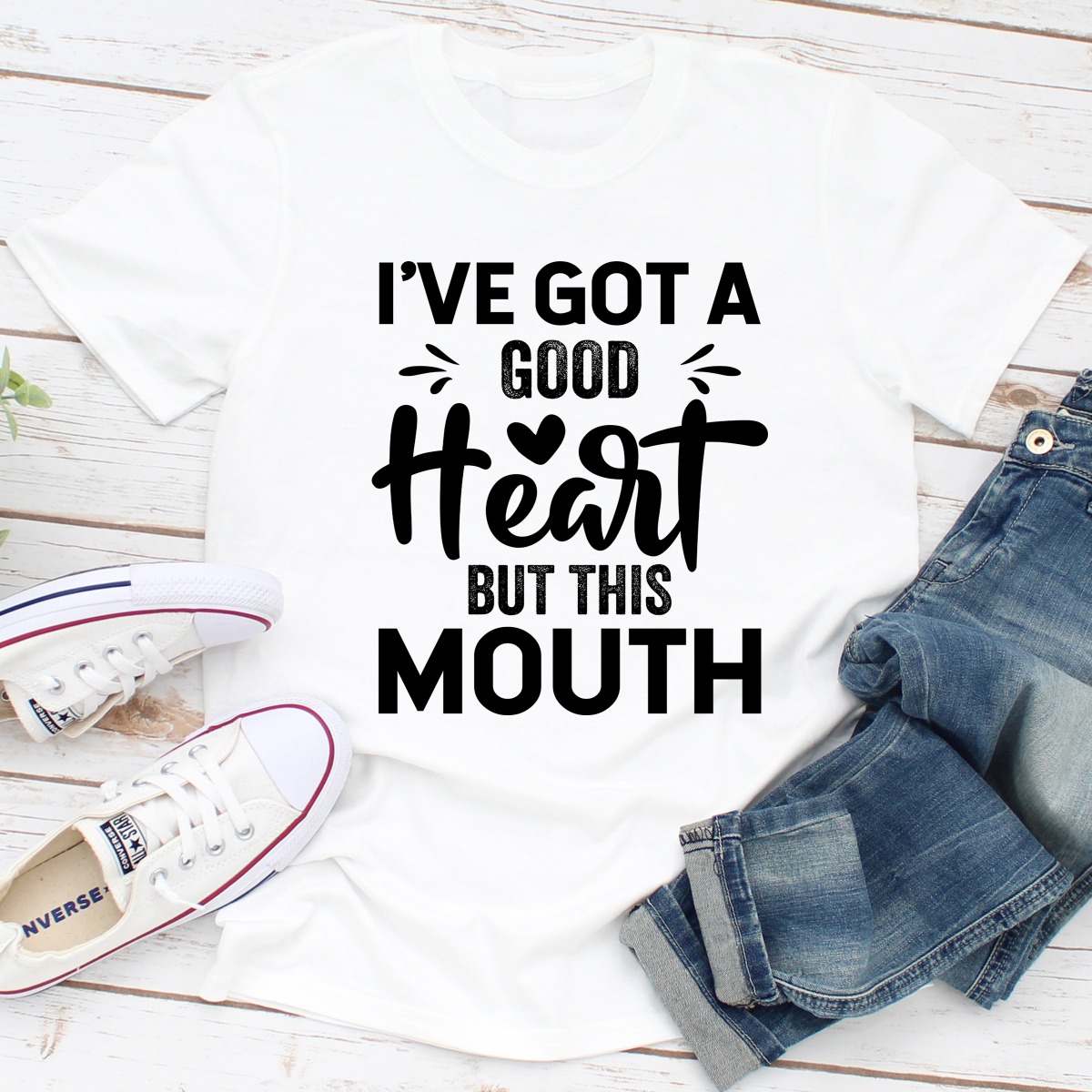 I've Got A Good Heart But This Mouth White XL