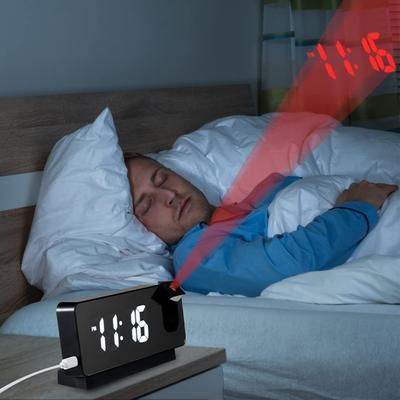 Multi Function Projection Alarm Clock Silent Luminous Bedside & Desktop Clock black