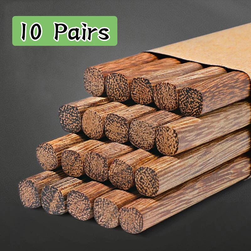 10 Pairs Natural Rosewood Chopsticks Reusable Chinese Wooden Sushi Food Stick Tableware Kitchen Utensils 1