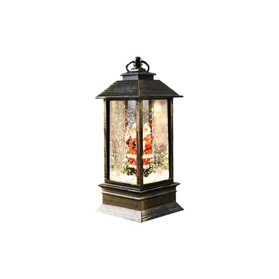 Christmas LED Lantern With Lights Decorative Flickering Candle Lantern Santa With Glitter