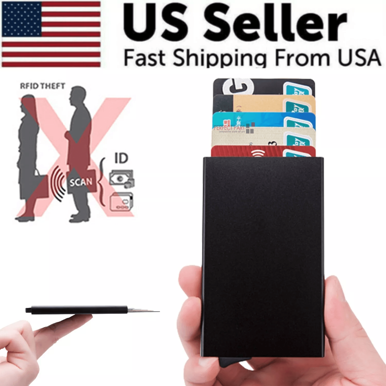Men's RFID Blocking Slim Carbon Fiber Wallet With Money Clip Stainless Steel Credit Card Holder Men's RFID Blocking Slim Carbon Fiber Wallet With Money Clip Stainless Steel Credit Card Holder