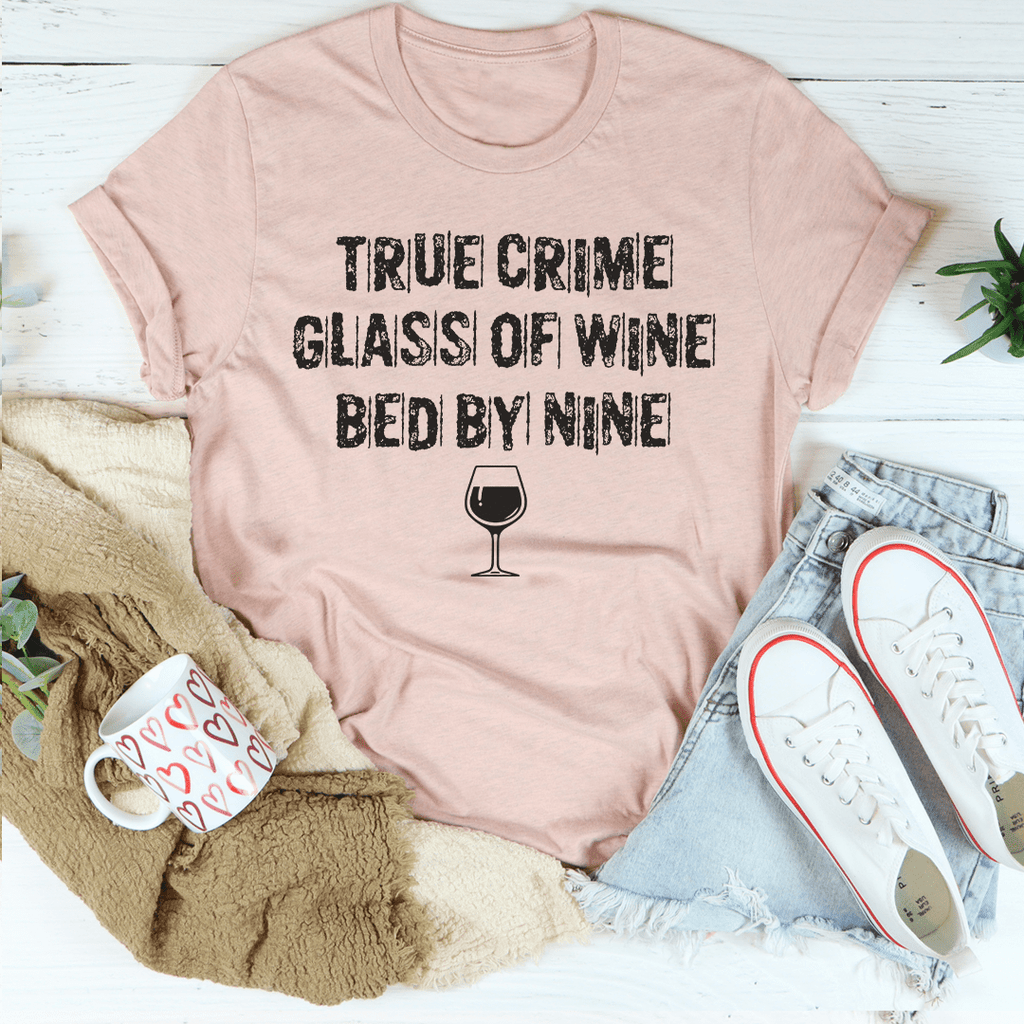 True Crime Glass Of Wine Bed By Nine Tee Heather Prism Peach 3XL