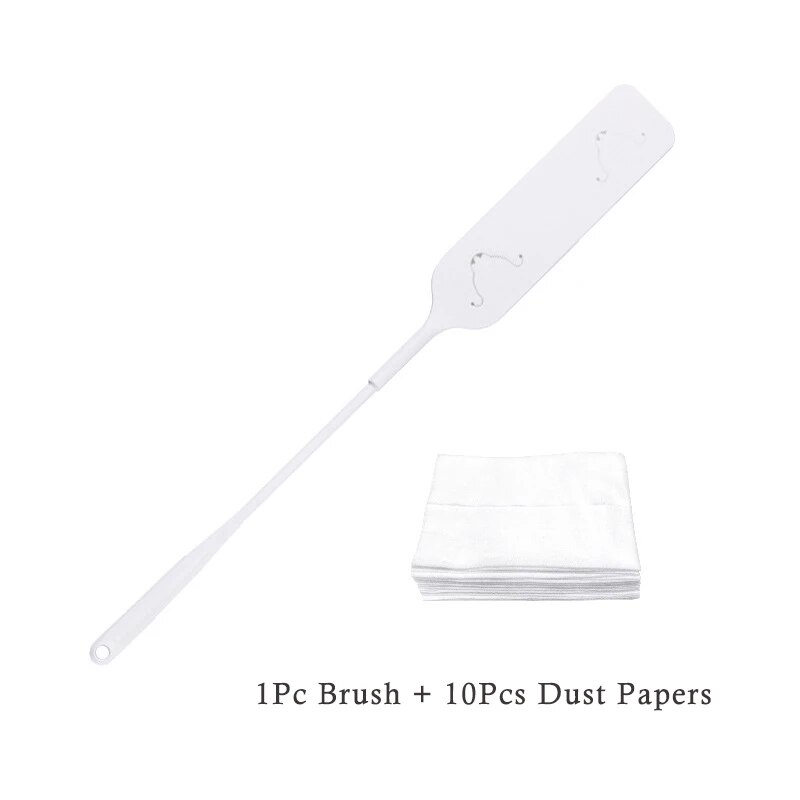Effective Long Handle Dust Gap Brush With 10 Non Woven Cloths: Perfect Household Cleaning Tool White