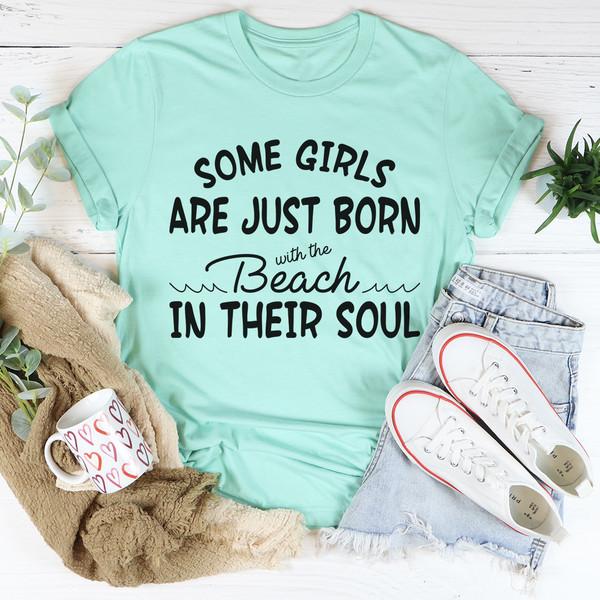 Some Girls Are Just Born With The Beach In Their Soul Tee Mauve XL