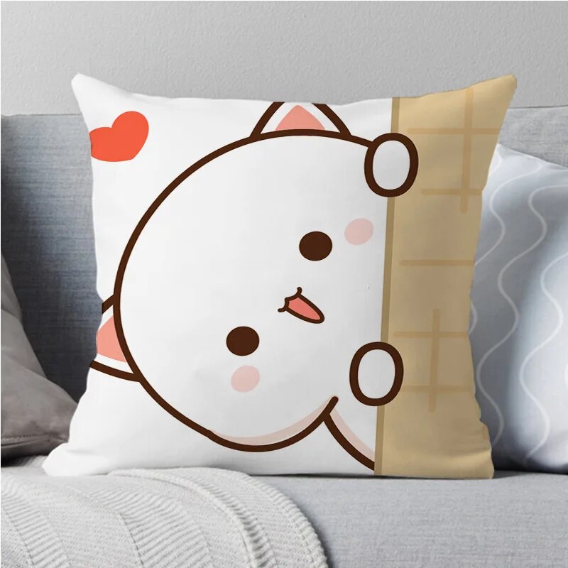 Kawaii Mocha Mochi Peach Cat Pillowcases Cute Throw Pillow Covers For Home Decor 15583 60x60cm