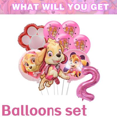 Pink Paw Patrol Skye Birthday Party Decorations: Foil Latex Balloons, Tableware, Backdrop Girls Party Supplies Color: Balloon Suit 2 9PCS
