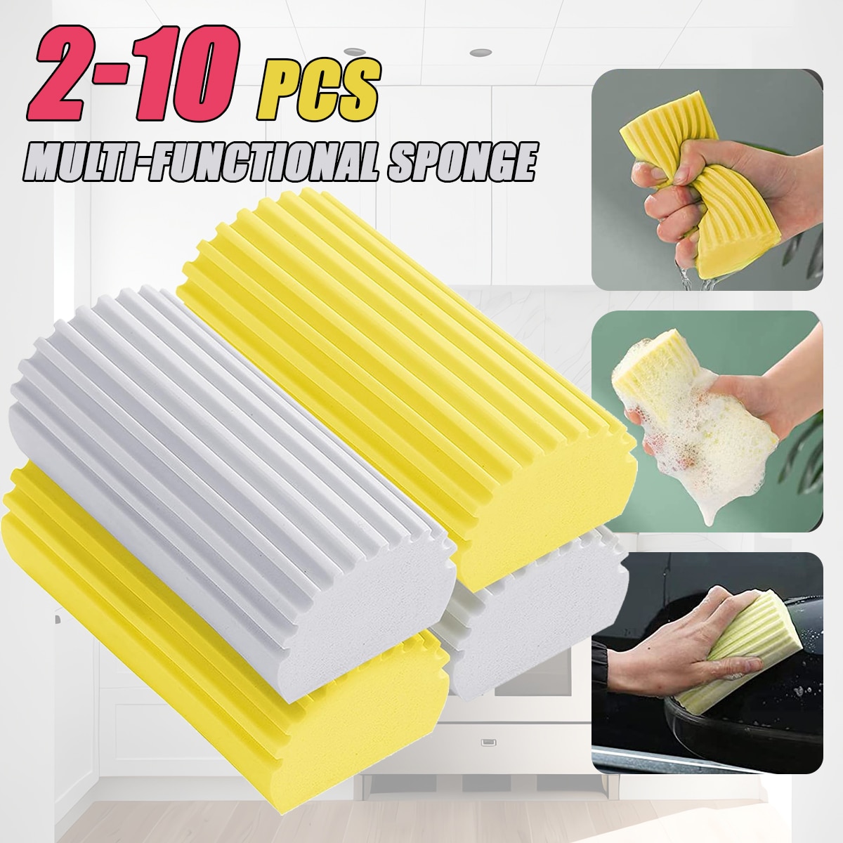 Multi functional PVA Cleaning Sponge: Household & Car Cleaning Tool Set Color: Random Colors 2PCS