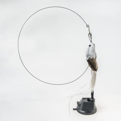 Interactive Cat Toy: Handfree Bird Feather Wand With Bell & Suction Cup Base Color: White Night Bird Set