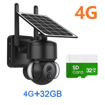 Outdoor Solar Powered Security Camera With Night Vision And Storage Options black 4g + 32gb