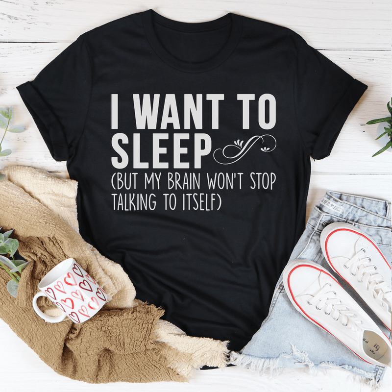 I Want To Sleep Tee L Black Heather