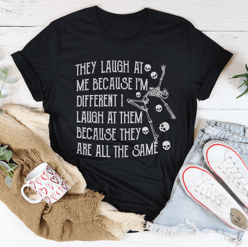 They Laugh At Me Because I'm Different Tee L Athletic Heather