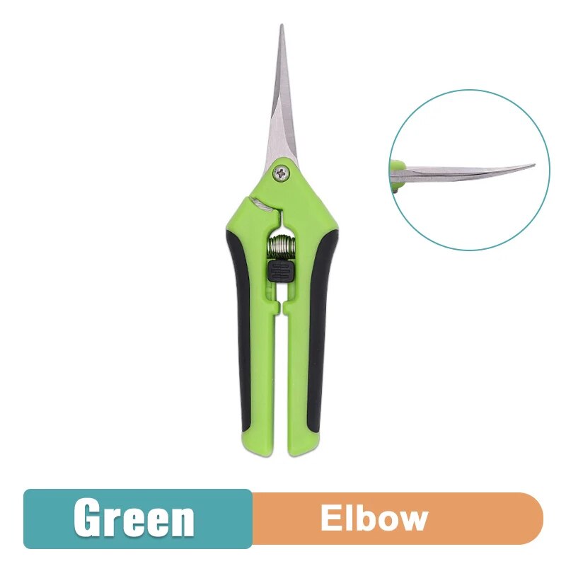 Garden Pruning Shears: Stainless Steel Pruner For Fruit Picking & Household Gardening Straight & Elbow Pruning Tools Color: Elbow Green