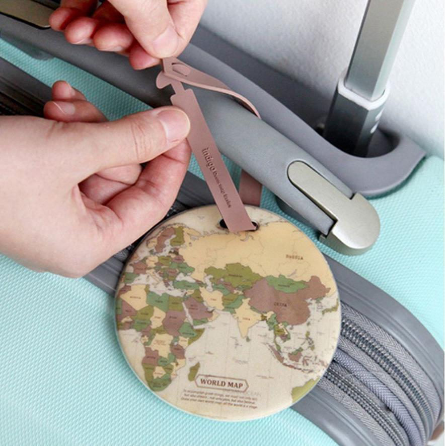 Map Of The World Luggage Tag Vintage
