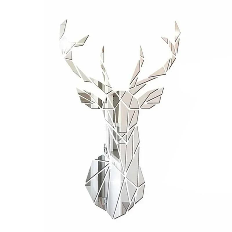 3D Mirror Wall Stickers Nordic Acrylic Deer Head Decal DIY Home DEcor XL