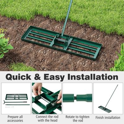 Lawn Leveling Rake With Ergonomic Handle, Heavy Duty Soil Spreader For Topdressing, Sand, Dirt & Lawn Care Lawn Leveling Rake With Ergonomic Handle, Heavy Duty Soil Spreader For Topdressing, Sand, Dirt & Lawn Care