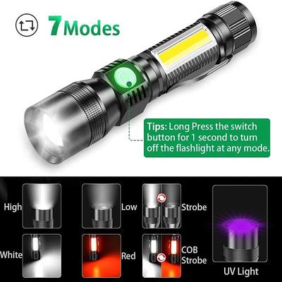 USB Rechargeable UV Light Flashlight: Ideal Camping Lantern For Pets, Urine Stains Detection LED Ultraviolet Torch Lam 18650 Battery