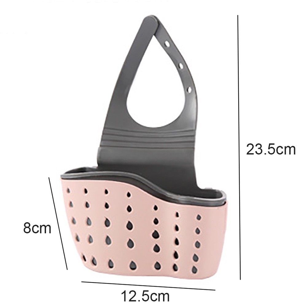 Kitchen Storage Drain Basket Soap Sponge Holder Kitchen Sink Holder Adjustable Sponge Shelf Hanging Drain Basket Kitchen Pink