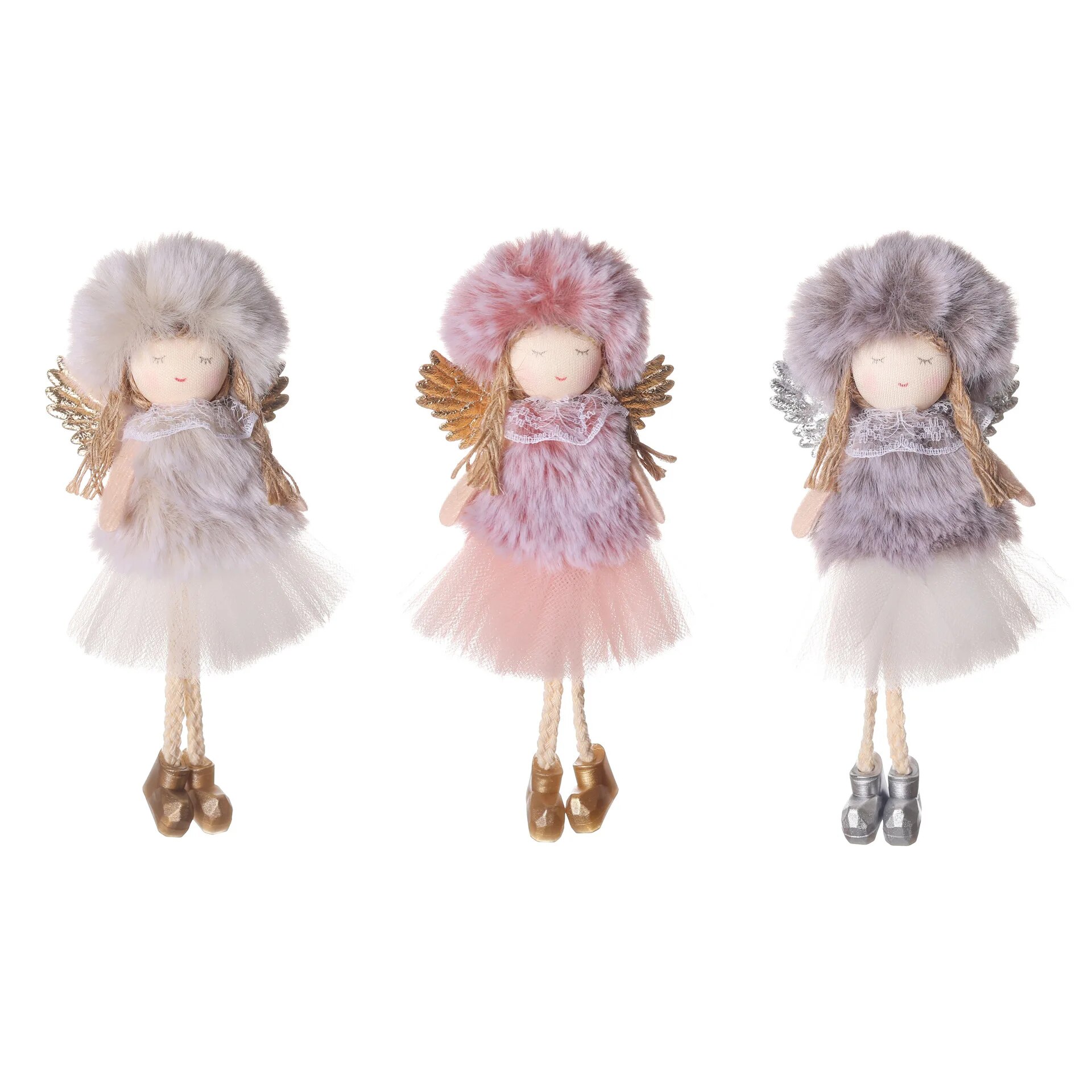 Pink Plush Angel Doll Xmas Tree Pendants Christmas 2022 Home Decor Kids Gifts 39