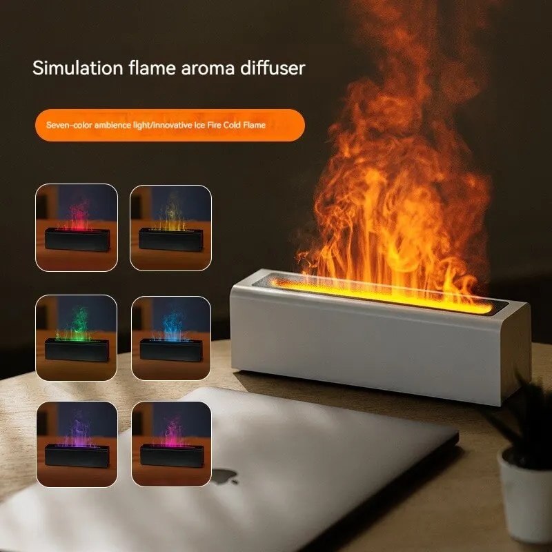 USB Plug in Flame Humidification Diffuser For Office & Home white