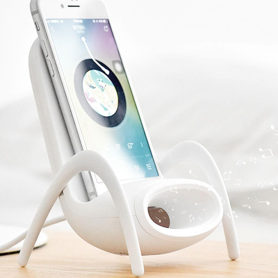 Portable Mini Chair Wireless Charger With Speaker White