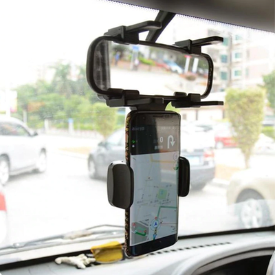 Compact Phone Holder Car Rear View Mirror | Mount Mobile Phone With Rotatable Holder | Dual Gripper Car Phone Holder Compact Phone Holder Car Rear View Mirror | Mount Mobile Phone With Rotatable Holder | Dual Gripper Car Phone Holder