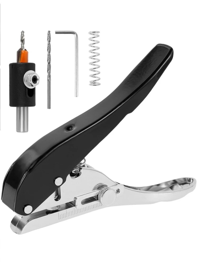 8mm Round Hole Puncher Plier: Single Hole Punch Tool For Plastic, Paper, And Card BLACK