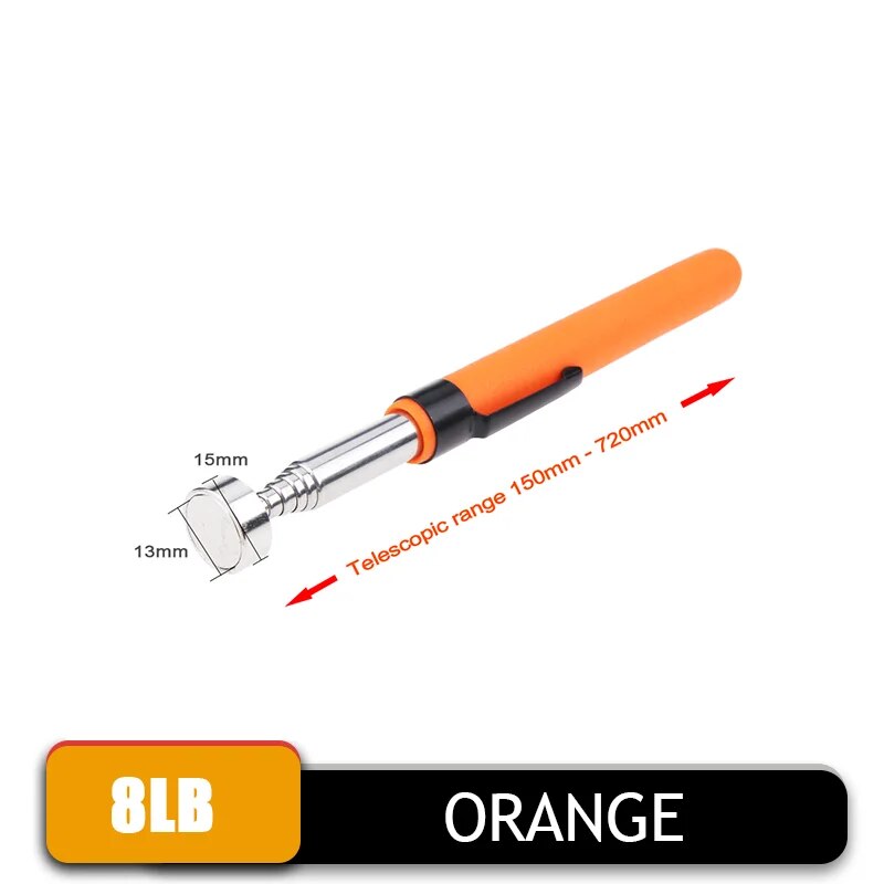 Portable Telescopic Magnet Pen: Handy Tool For Nut And Bolt Pickup 8LB Orange