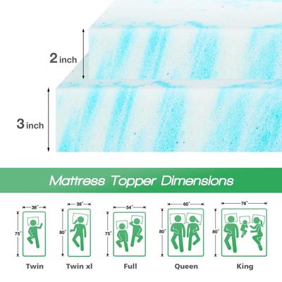 Cooling Gel Memory Foam Mattress Topper Full Size Soft And Breathable 2 To 3 Inch 2 In King