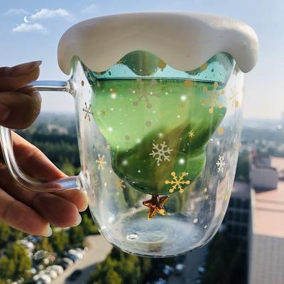 Christmas Tree Insulated Glass Coffee Mug Christmas Tree Insulated Glass Coffee Mug
