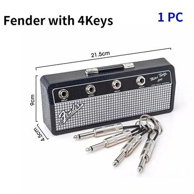 Fender Guitar Wall Mount Key Ring Holder Vintage Style Music Key Storage Frame For Home Decoration Gift 2.0 Fender With 4Keys