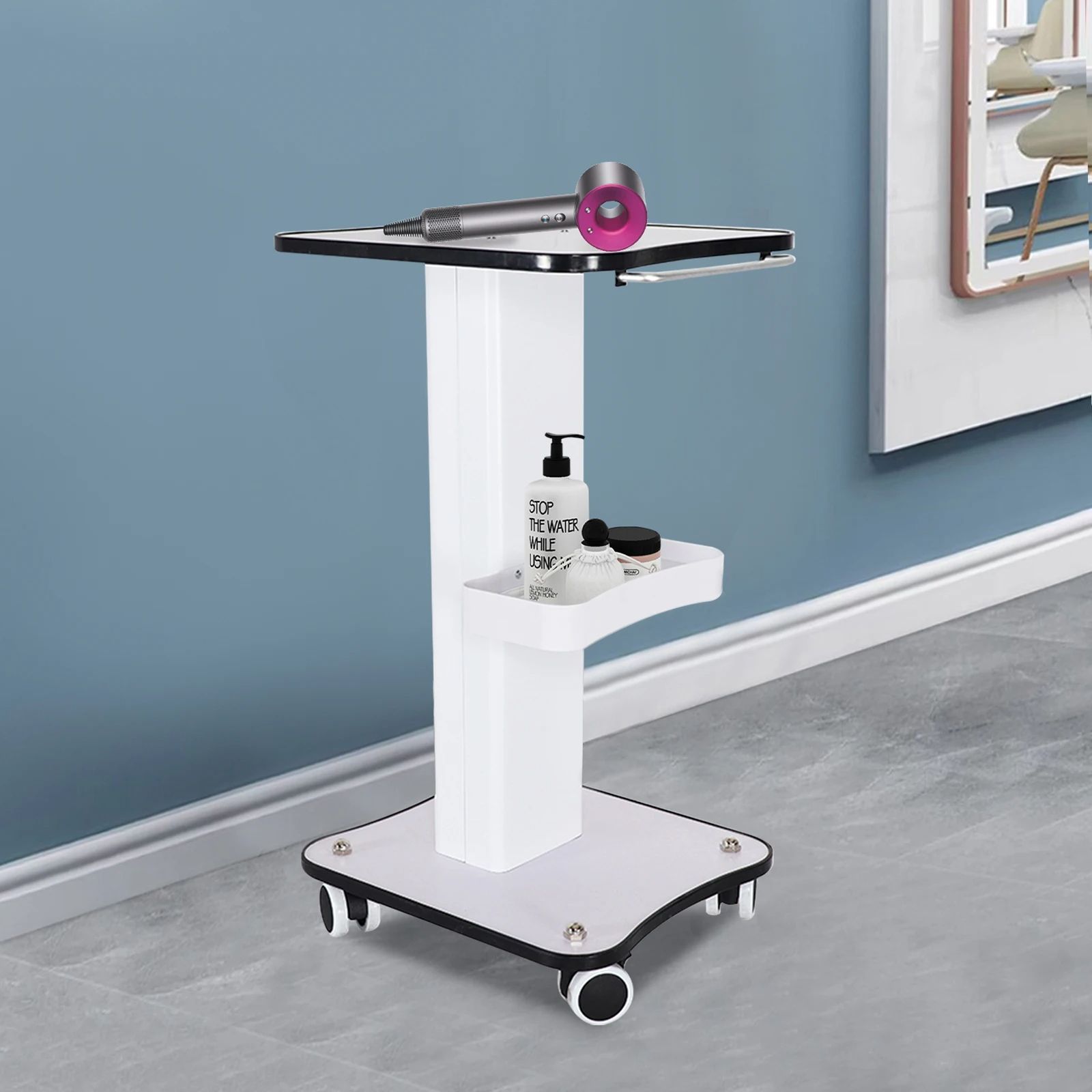 3 Tier Rolling Trolley Cart For Beauty Salons, SPA Equipment Machine Holder Organizer With Push Handle 3 Tier Rolling Trolley Cart For Beauty Salons, SPA Equipment Machine Holder Organizer With Push Handle