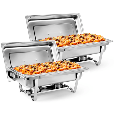 Stainless Steel Chafing Dish Buffet Set With Water Pan & Fuel Holder, Full Size Catering Chafer For Parties & Events Stainless Steel Chafing Dish Buffet Set With Water Pan & Fuel Holder, Full Size Catering Chafer For Parties & Events