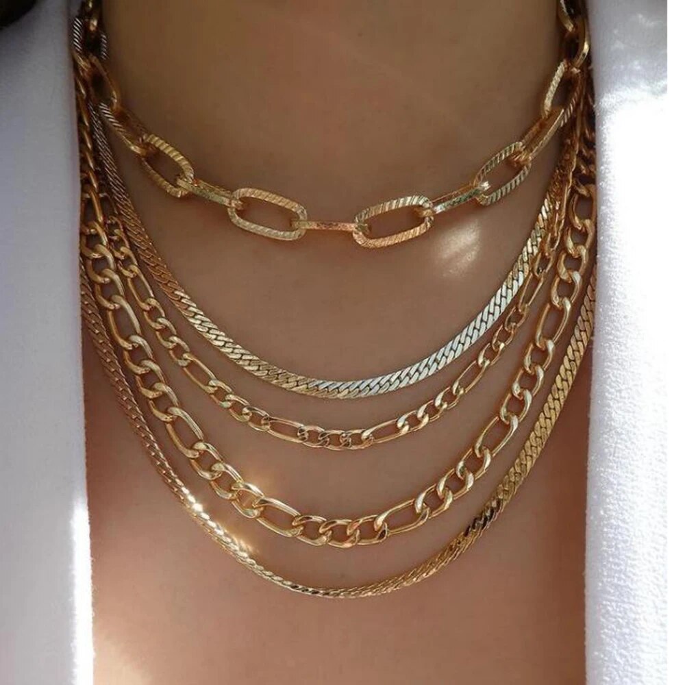 Boho Trendy Multi Layer Crystal Pendant Necklace Set Vintage Gold Color Styles For Women | Jewelry Gifts Metal Color: CS8898 1