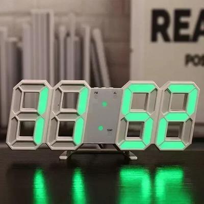 3D Digital Wall Clock: Glow Night Mode, Adjustable Electronic Watch For Home Decoration LED Clock For Living Room, Gar 8
