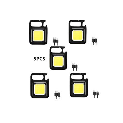 Mini LED 1500LM Flashlight: Portable Pocket Work Light Keychain USB Rechargeable For Outdoor Camping With Small Corkscre 500LM (1.5 2.5Hour) 5LAMP And USB