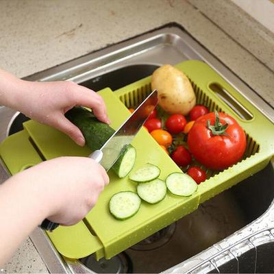 Cut & Drain Chopping Board Drainboard Kitchen Prep With Strainer | Perfect Gift For Home Chefs Cut & Drain Chopping Board Drainboard Kitchen Prep With Strainer | Perfect Gift For Home Chefs