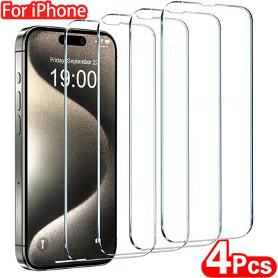 4Pcs Tempered Glass For IPhone 16 15 14 13 12 11 Pro Max Screen Protector For IPhone 7 8 Plus X XS Max XR Protective Glass Film for Iphone 15 Pro 4 Pieces