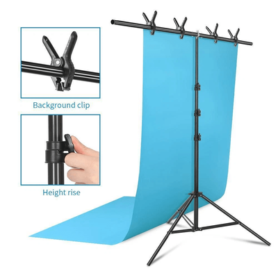 K T Shape Photography Adjustable Backdrop Support Stand Kit Height, Crossbar, Portable With Clamps Carry Bag K T Shape Photography Adjustable Backdrop Support Stand Kit Height, Crossbar, Portable With Clamps Carry Bag