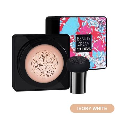 Mushroom Head BB Cream Foundation, Long Lasting Concealer Cushion For Flawless Face Makeup ivory Flower