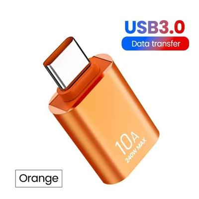 USB 3.0 OTG Adapter 10A, Type C Male To USB Female Fast Charging Converter For Smartphones, Tablets, PCs orange 2