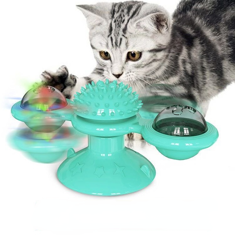 Interactive Windmill Cat Toy: Engaging Puzzle Game With Whirligig Turntable For Kitten Dental Health Pet Supplies A