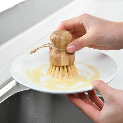 Sisal Hair Bamboo Cleaning Scrub Brush Soft Bristle