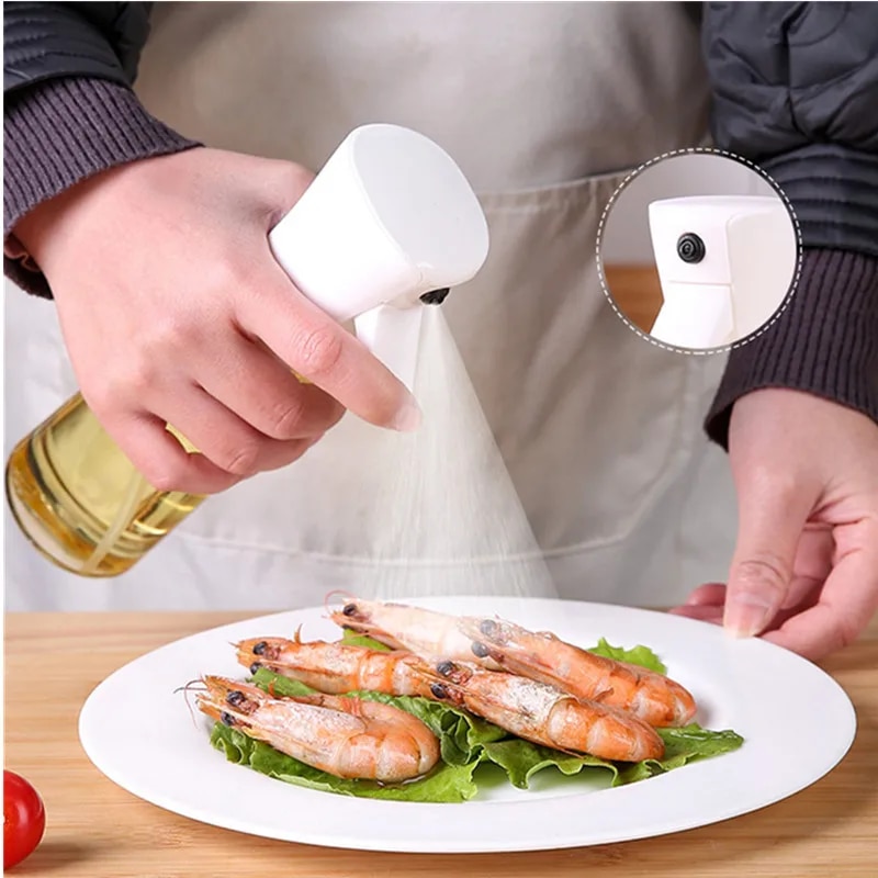 Kitchen Oil Spray Bottle: Olive Oil Dispenser For BBQ, Camping & Baking White 200ML