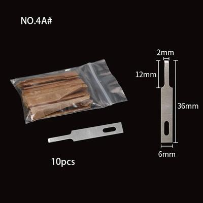 QIANLI 012 IHilt Non Slip Metal Scalpel Knife Tools Kit Engraving Craft Blades For Phone PCB Repair & DIY NO.4A 10pcs