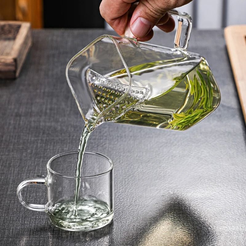Square Mouth High Borosilicate Glass Tea Pitcher Heat Resistant Glass Tea Infuser Mug 500ml