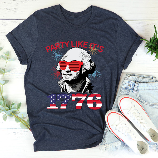 Party Like It's 1776 Tee Heather Midnight Navy L