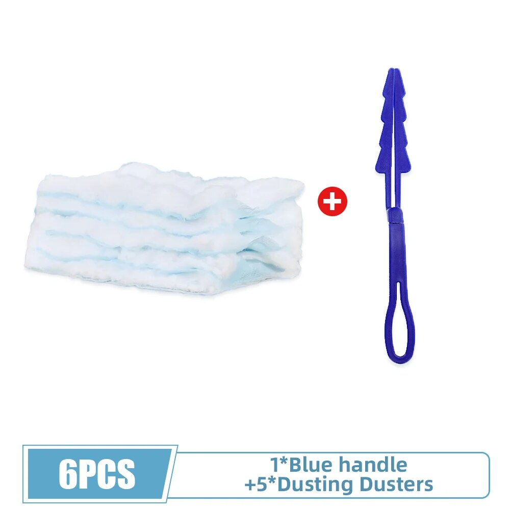 Blue Fluffy Fiber Brush Heads: Disposable Electrostatic Dust Duster, Compatible With Feather Dusters For Household Desk 3