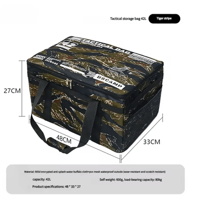 Tactical Camping Storage Bag Insulated Folding Box Waterproof 30L Or 42L tiger Strip 42l