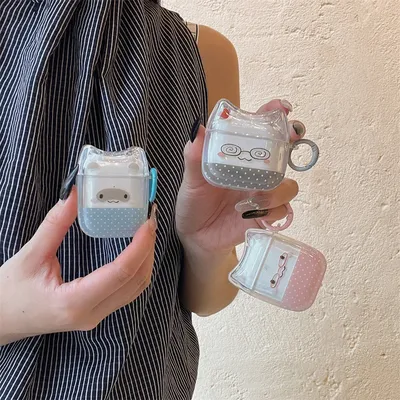 3D-Welpen-Kopfhörerhülle, Cartoon-Hund, TPU-Kopfhörer-Schutzhülle mit Haken, transparente Gehäuseschale für AirPods 1/2/3/4/Pro/Pro2 Image