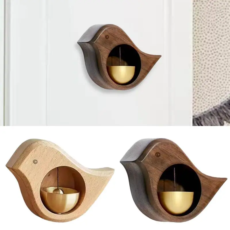 Magnetische Türklingel aus Holz, vogelförmig, magnetisch, für Zuhause, Garten, Willkommen, Windspiel, Saugnapf, Geschäft, Eingang, Alarm, Kühlschrank Image